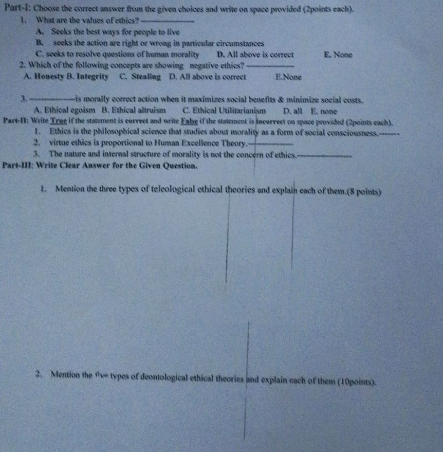 Part-I: Choose the correct answer from the | StudyX