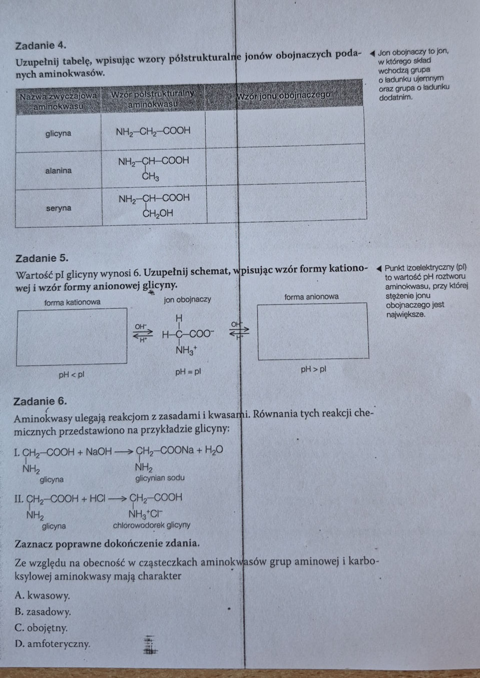 Zadanie 4. Uzupełnij tabelę, wpisując wzory | StudyX