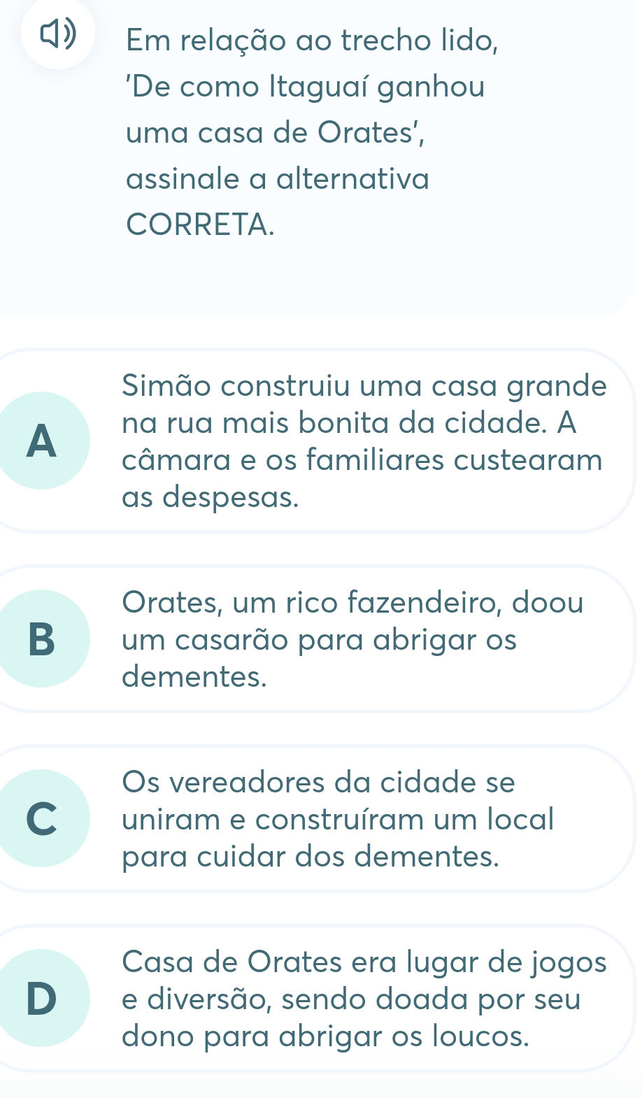 Em relação ao trecho lido, 'De como Itaguaí | StudyX