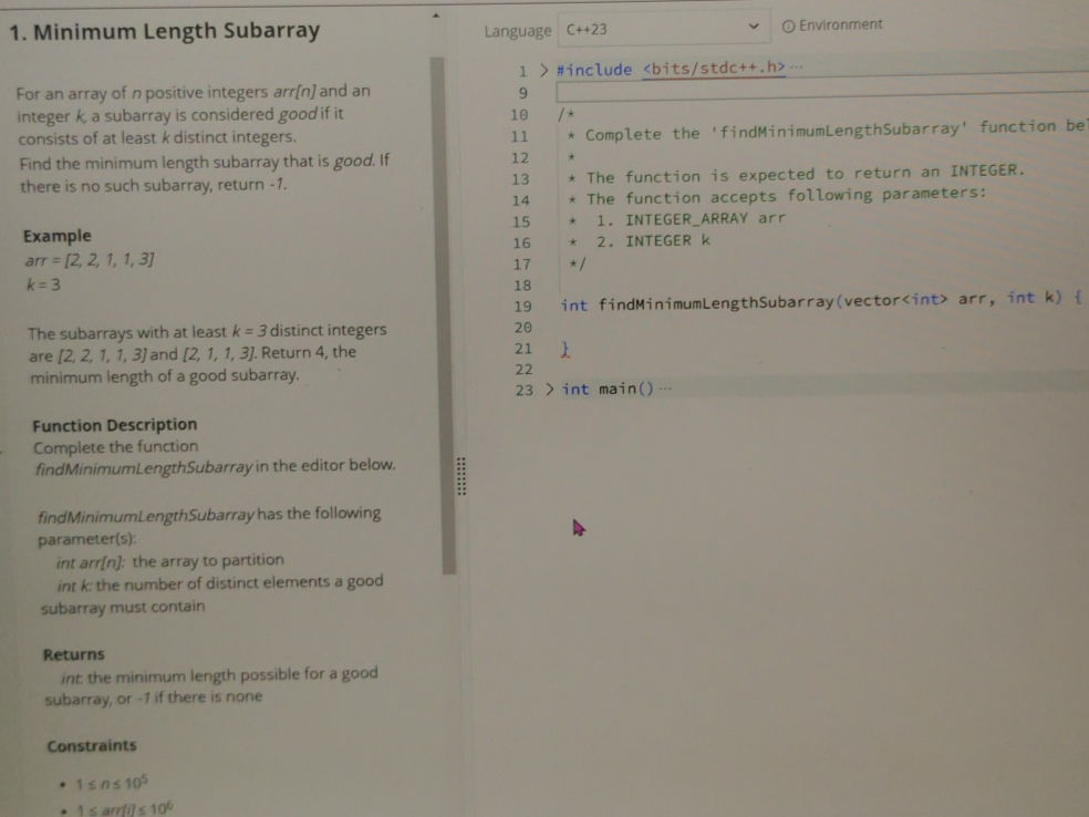 1. Minimum Length Subarray For an array of | StudyX