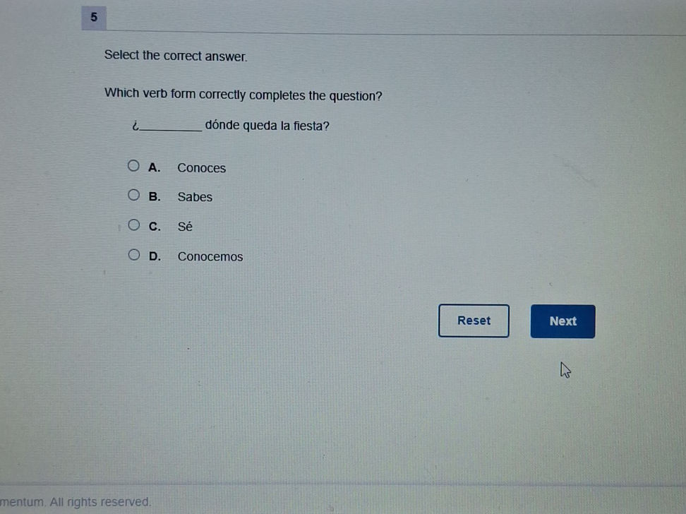 Select the correct answer. Which verb form