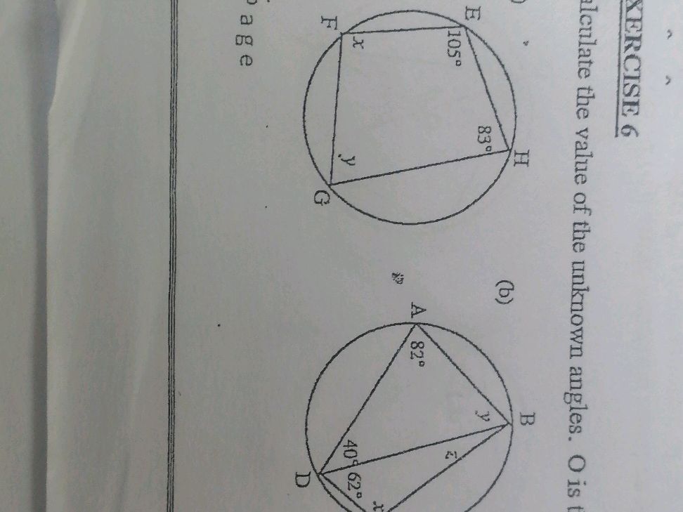 Calculate the value of the unknown angles. O | StudyX