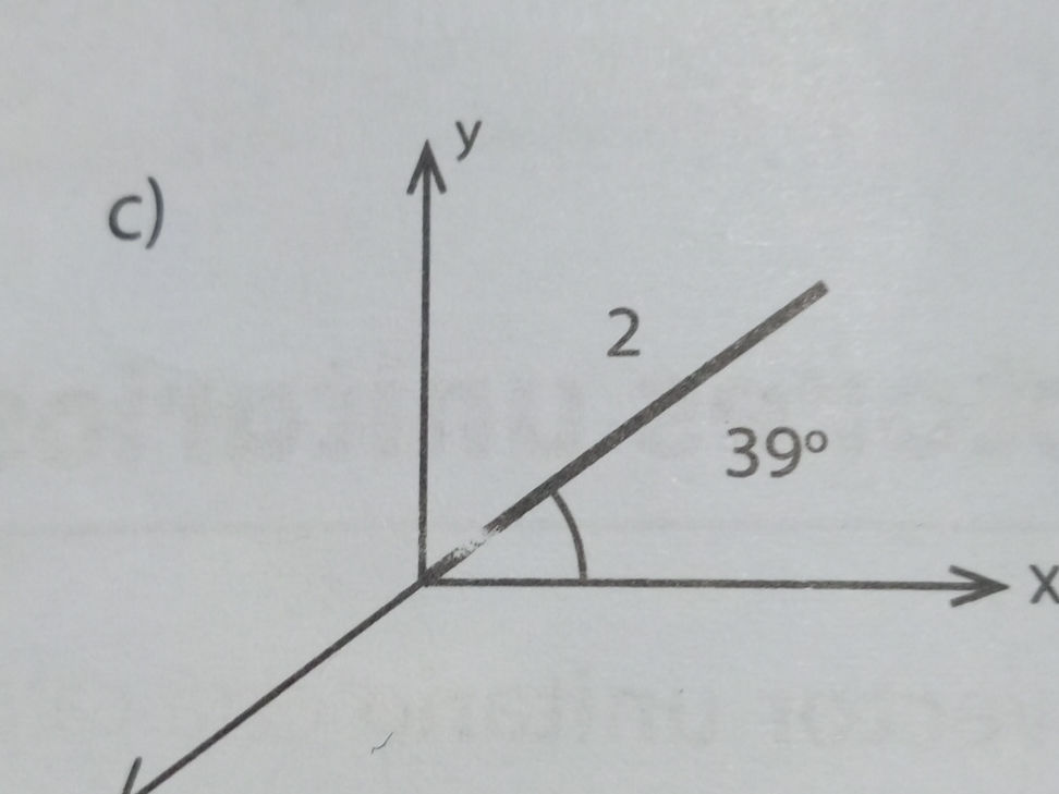 c) An angle of 39 degrees is formed with | StudyX