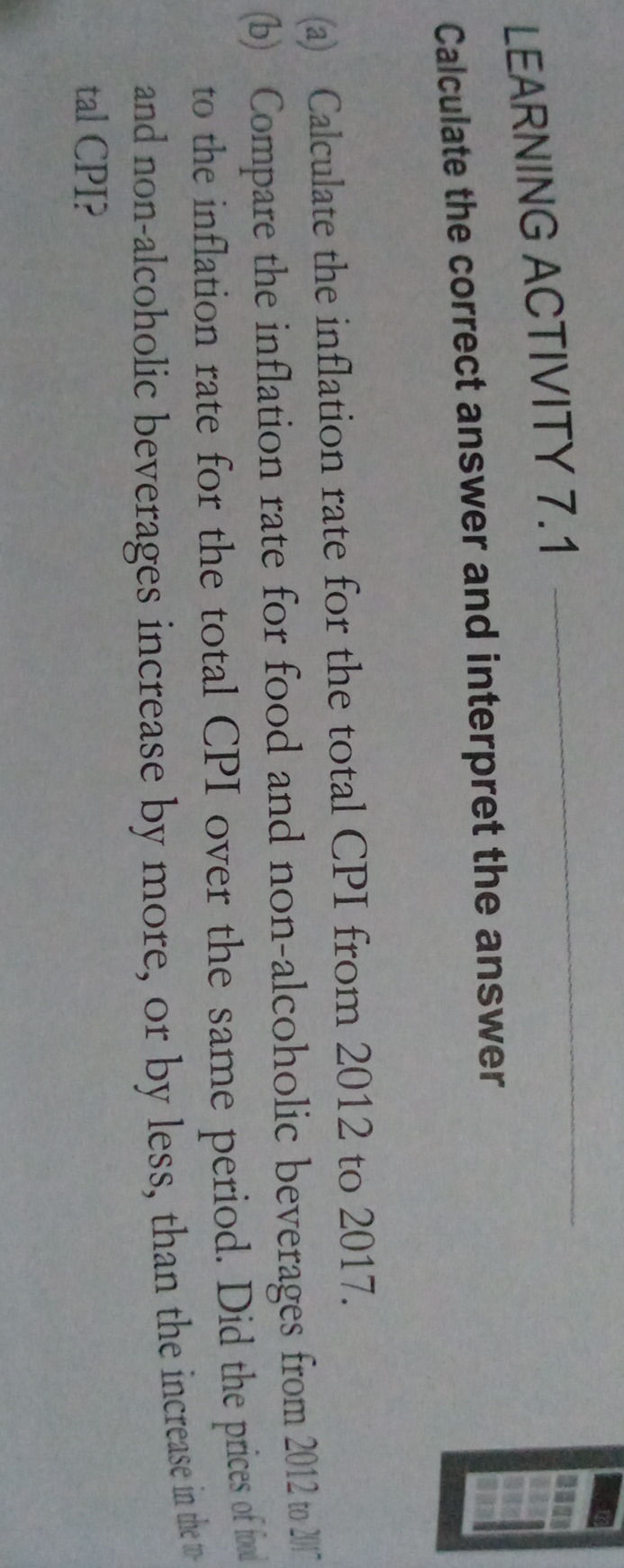 (a) Calculate the inflation rate for the | StudyX