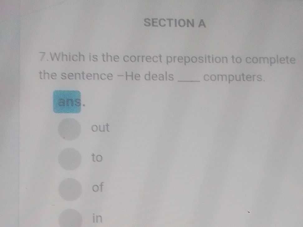 7. Which is the correct preposition to | StudyX