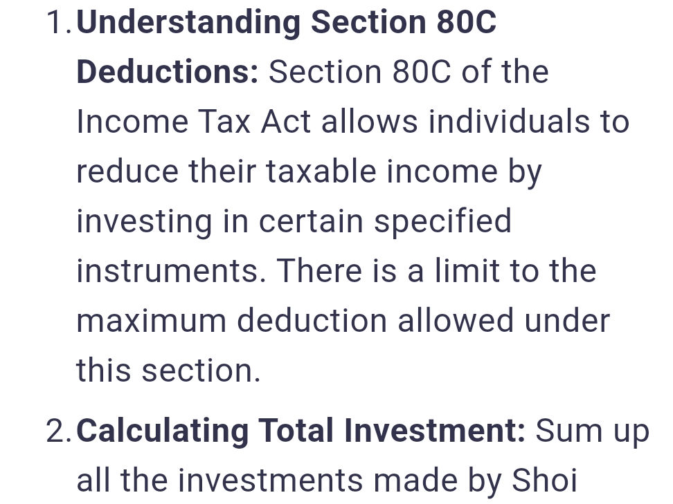 1. Understanding Section 80C Deductions: | StudyX
