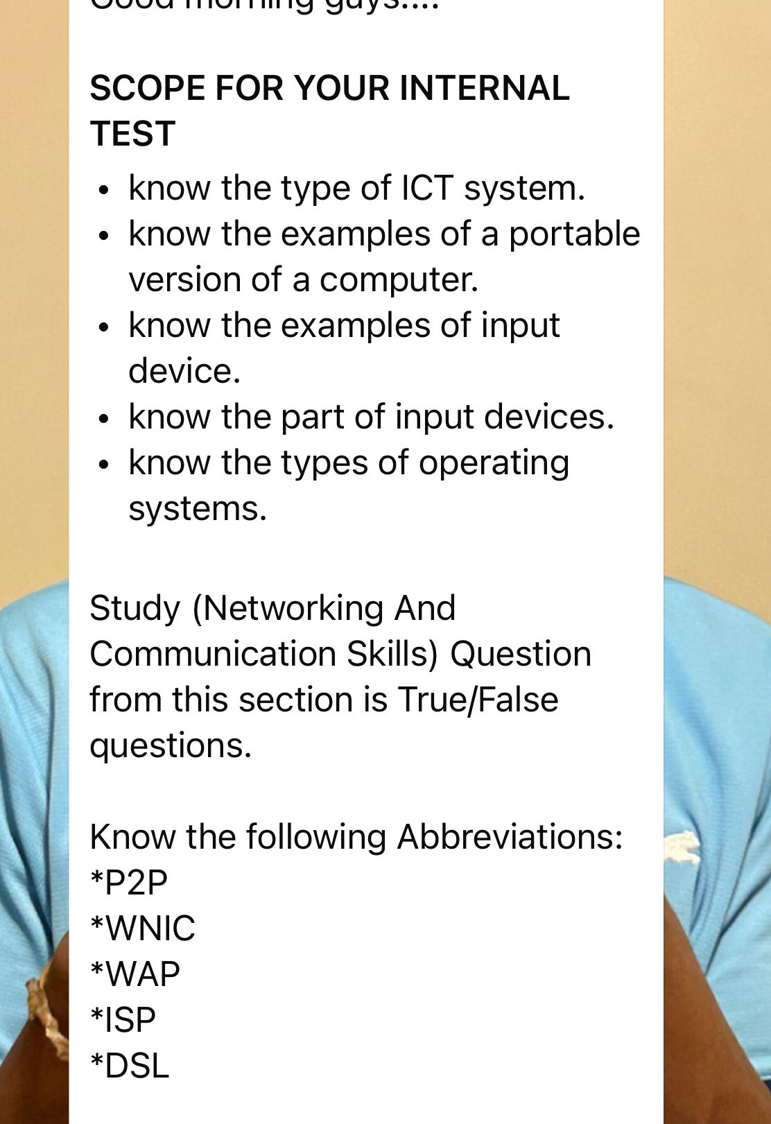 Scope Ict SCOPE FOR YOUR INTERNAL TEST * know the | StudyX