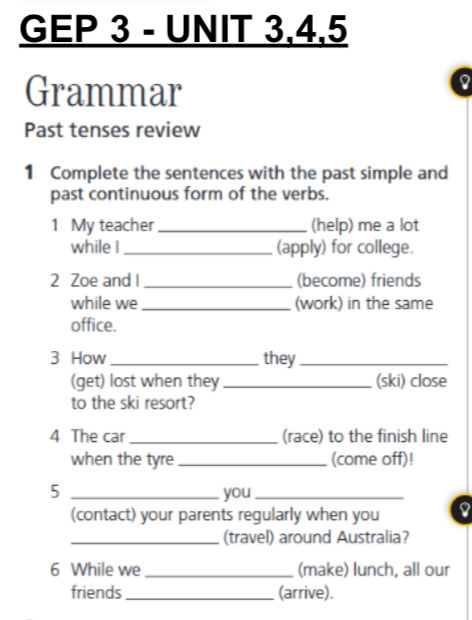 1 Complete the sentences with the past | StudyX