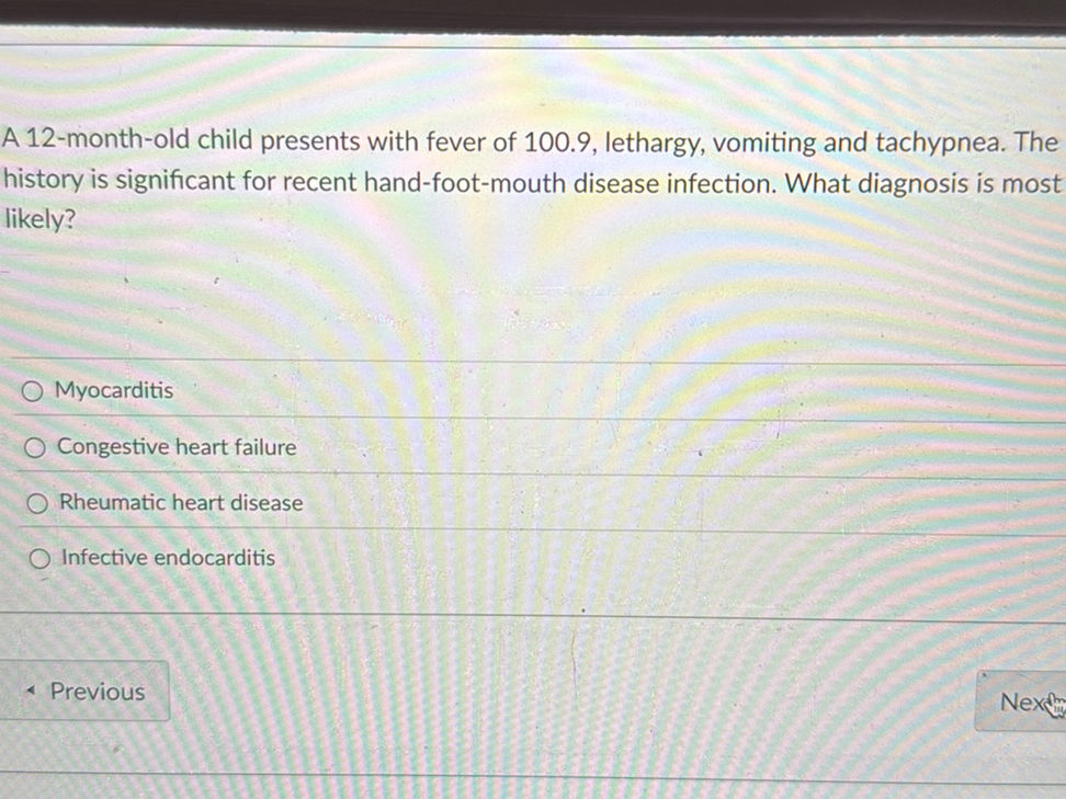 A 12-month-old child presents with fever of