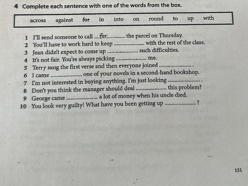 Sentence For Against 4 Complete each sentence with one of the | StudyX