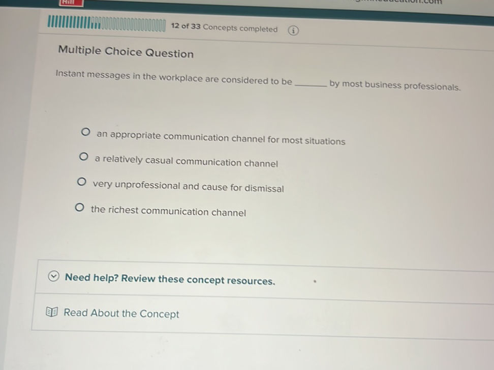 Questions About Instant Messages Multiple Choice Question Instant messages in | StudyX