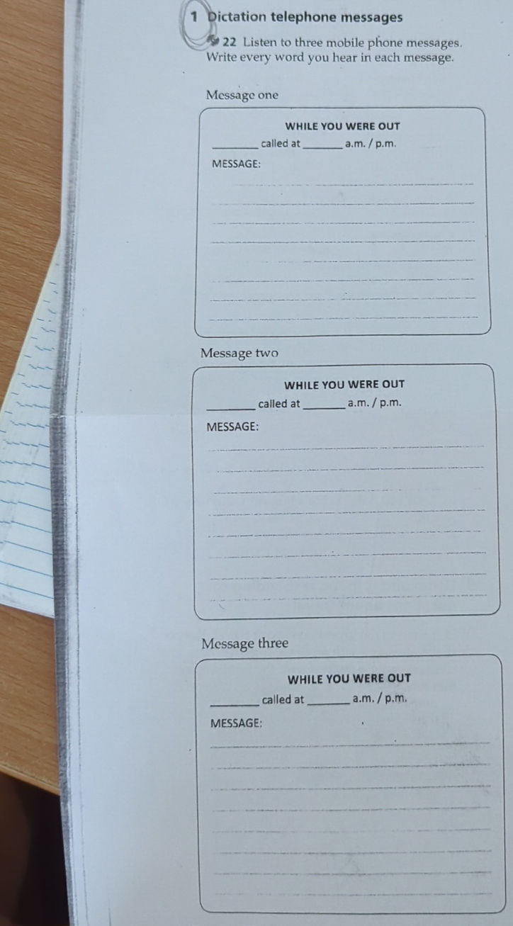 1 Dictation telephone messages 22 Listen to | StudyX