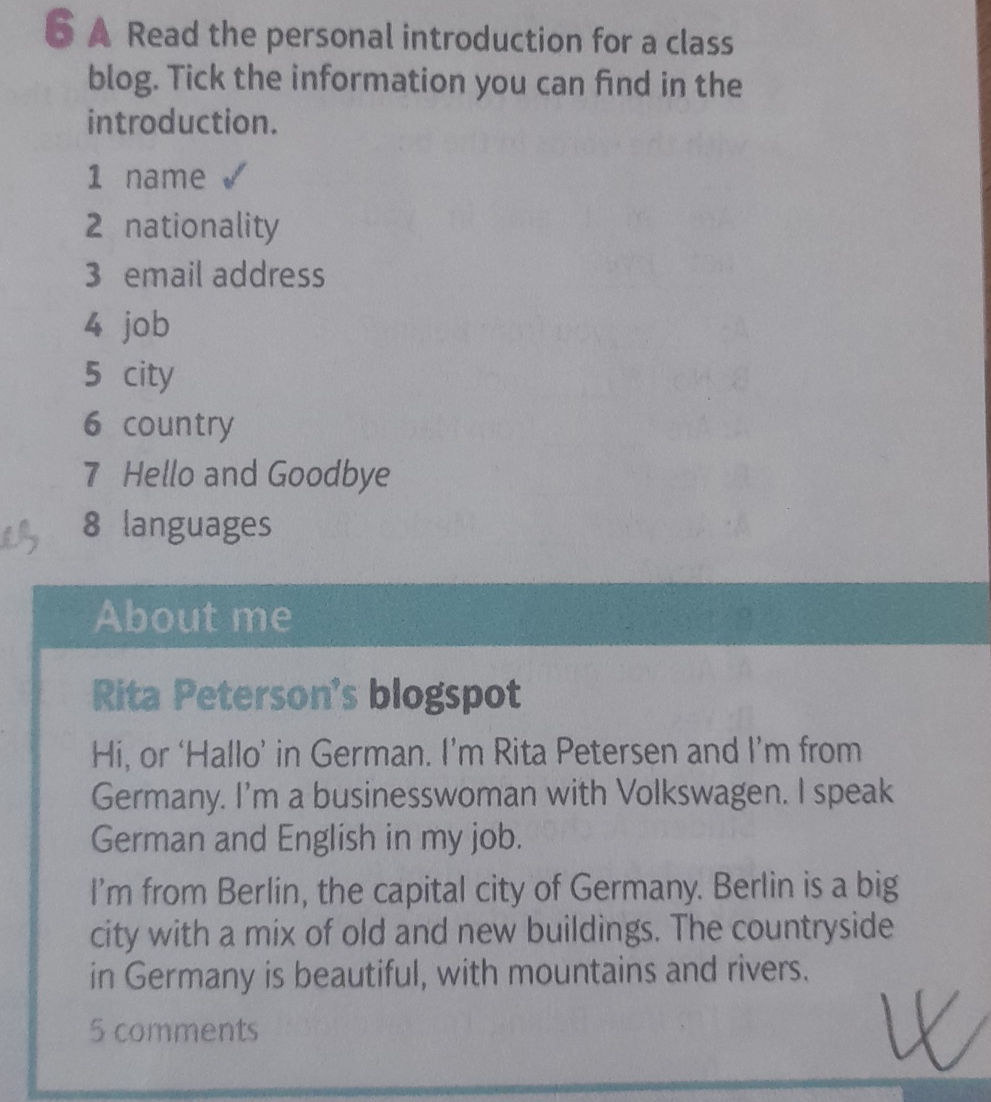 6 A Read the personal introduction for a | StudyX