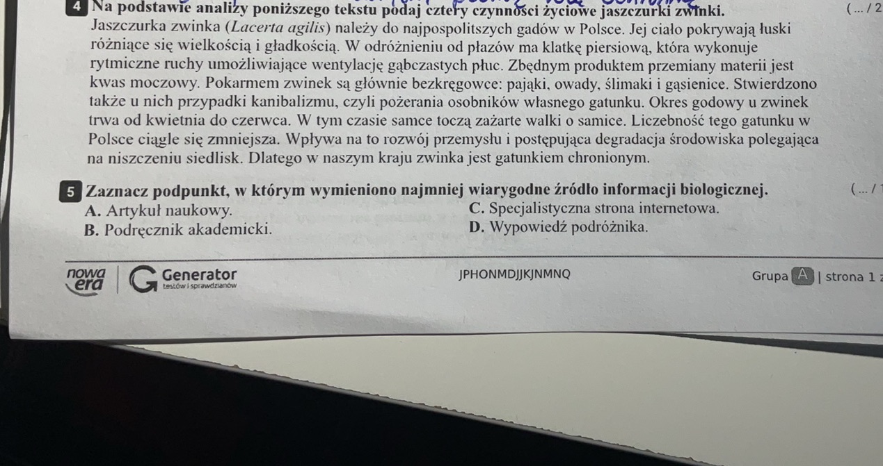 5 Zaznacz podpunkt, w którym wymieniono | StudyX