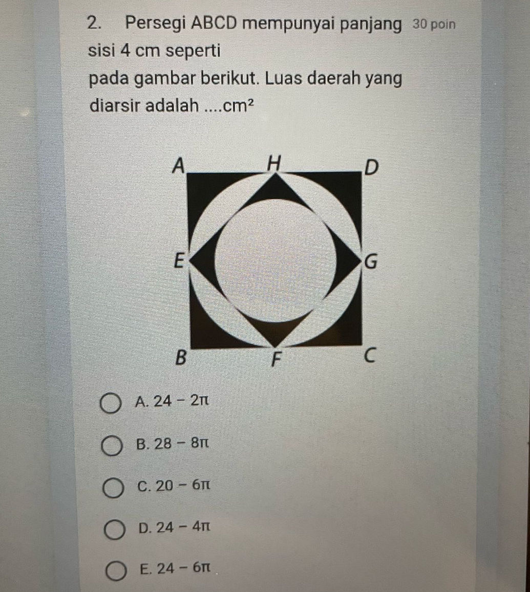 2. Persegi ABCD mempunyai panjang sisi 4 cm | StudyX