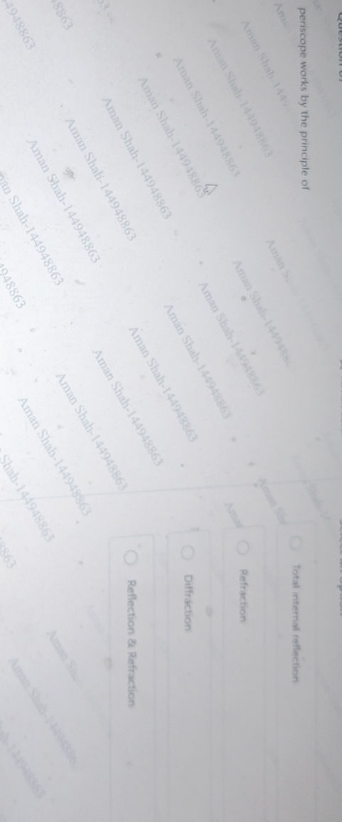 Periscope Reflection Questions periscope works by the principle of | StudyX