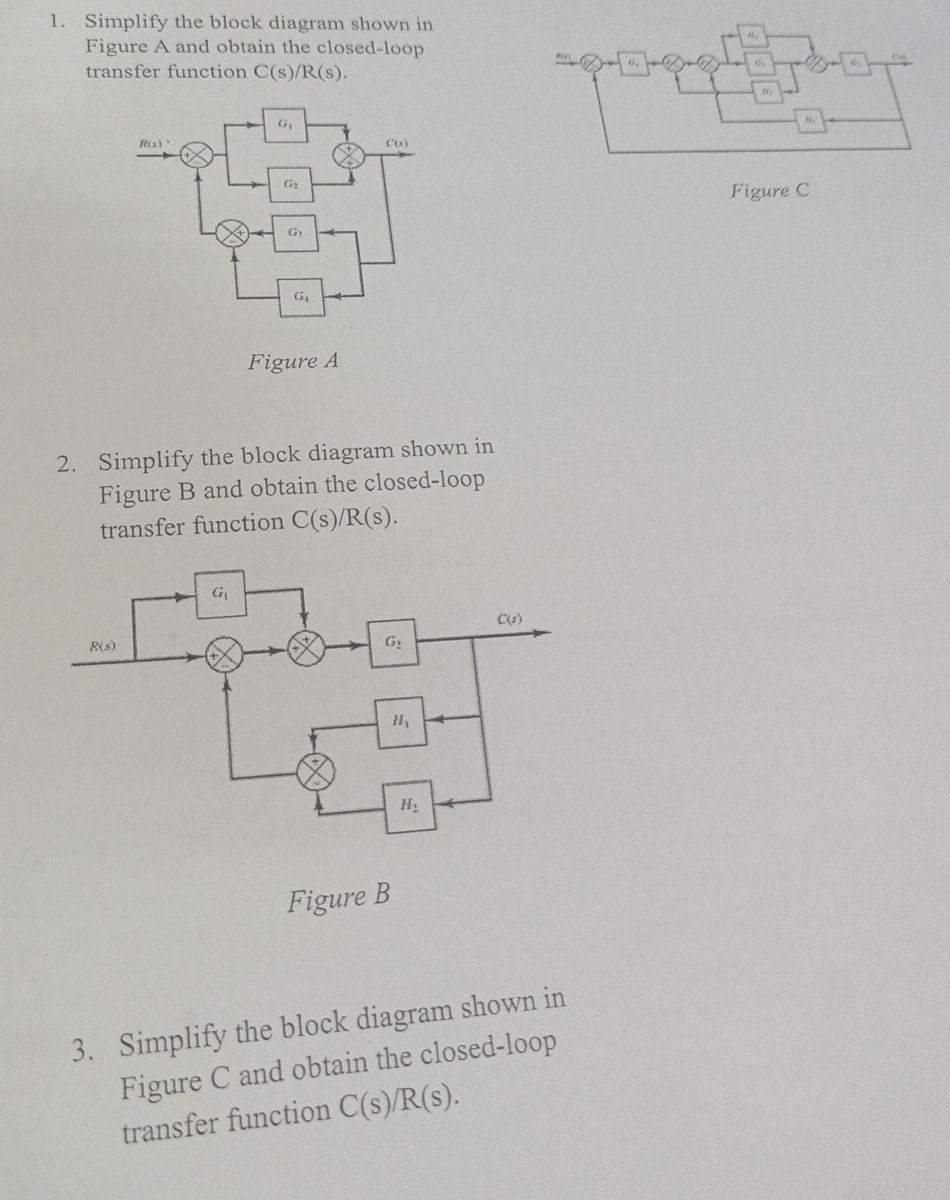 1. Simplify the block diagram shown in | StudyX