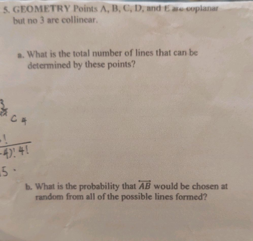 5. GEOMETRY Points A, B, C, D, and E are | StudyX