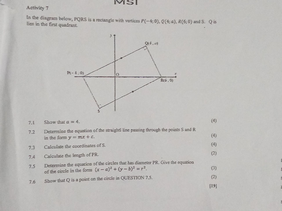 In the diagram below, PQRS is a rectangle | StudyX