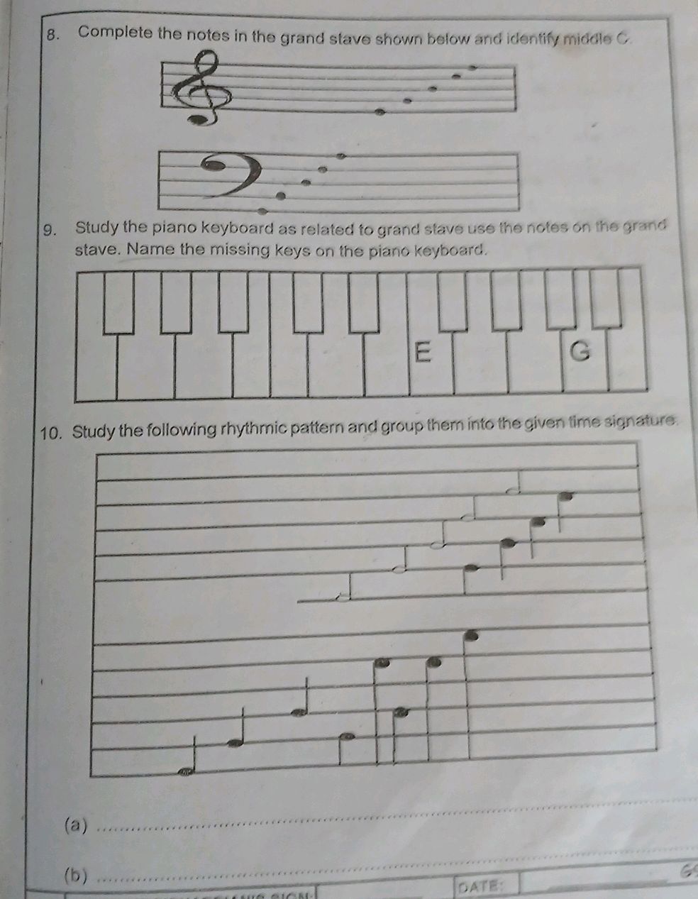8. Complete the notes in the grand stave | StudyX