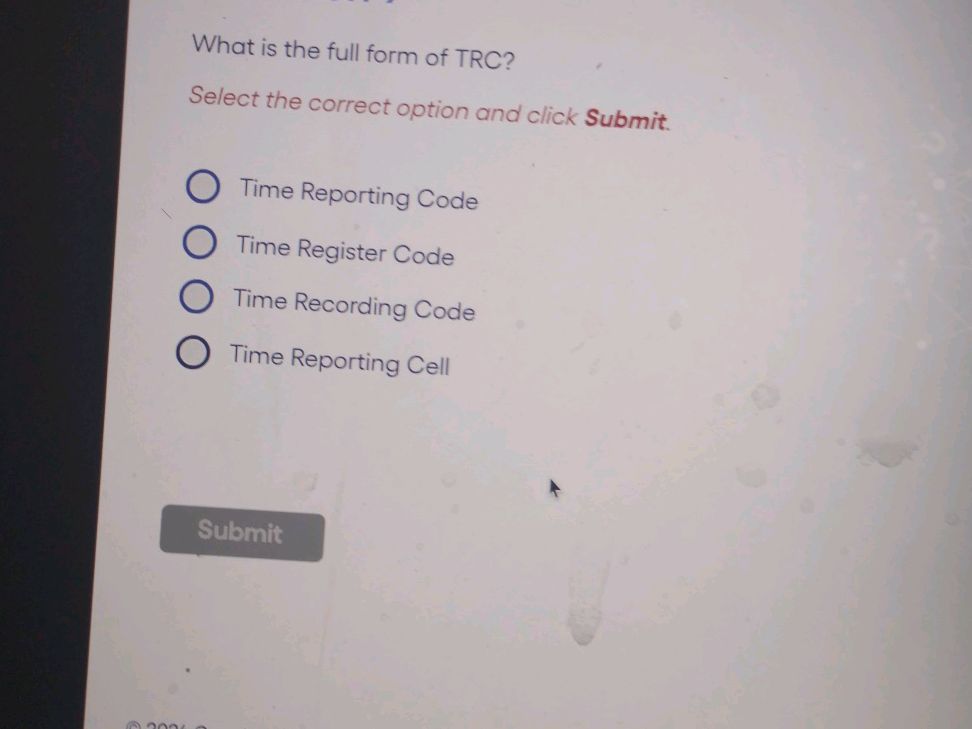 Trc Timecode What is the full form of TRC? Select the | StudyX