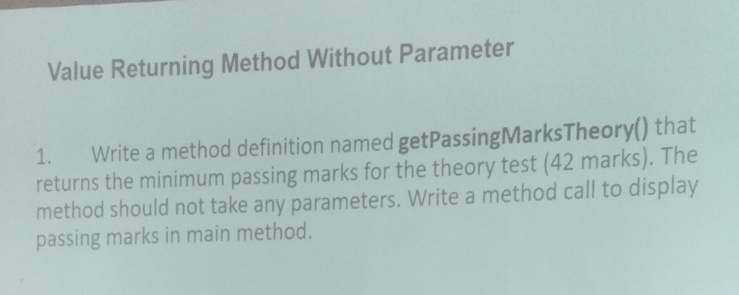 1. Write a method definition named | StudyX