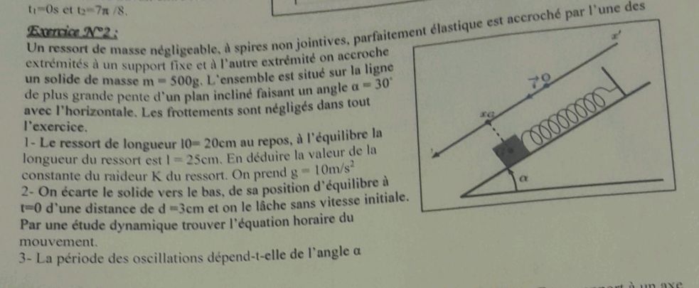 Exercice N°2: Un ressort de masse | StudyX
