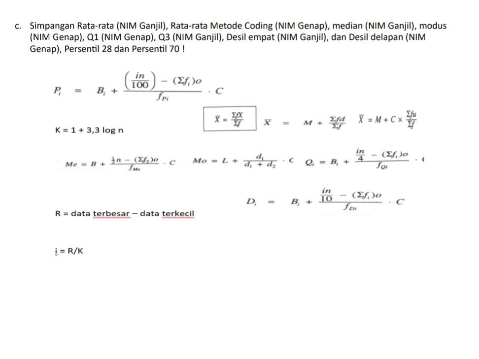 c. Simpangan Rata-rata (NIM Ganjil), | StudyX