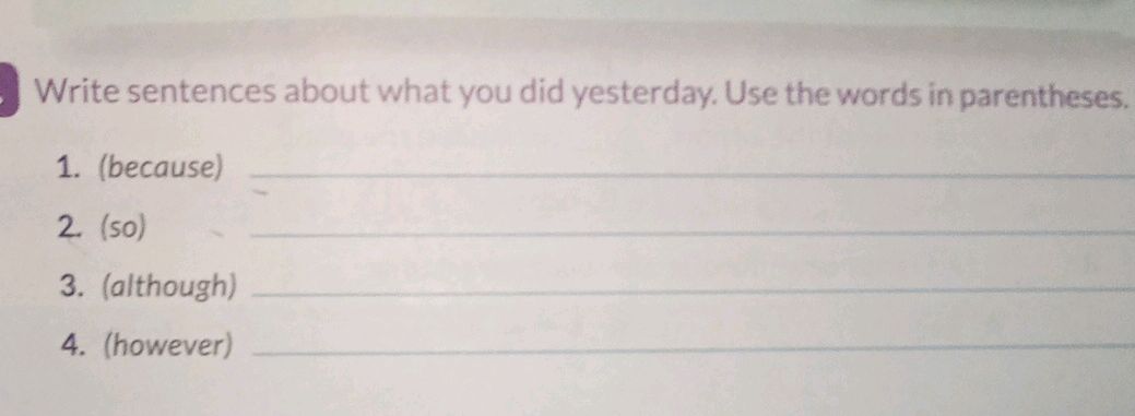 Write sentences about what you did | StudyX