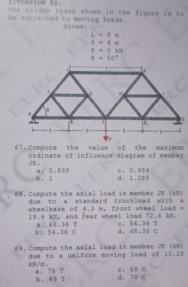 SITUATION 22: The bridge truss shown in the | StudyX