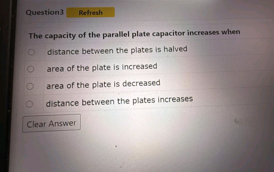 The capacity of the parallel plate capacitor | StudyX