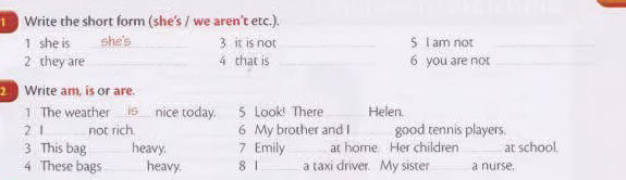 1. Write the short form (she's / we aren't | StudyX