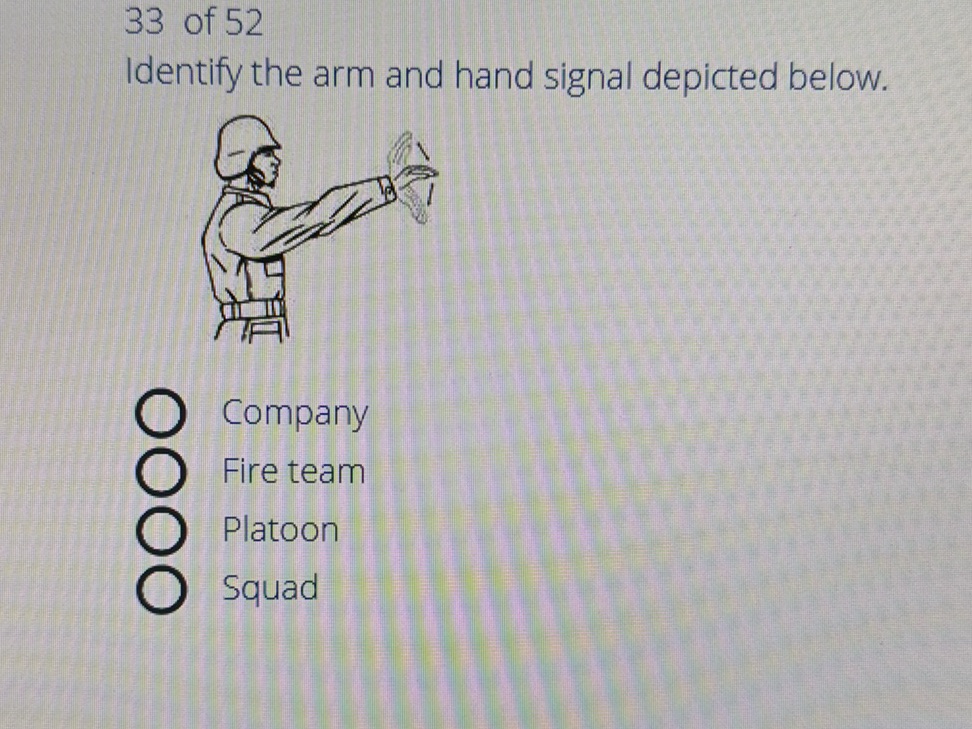 Identify the arm and hand signal depicted | StudyX