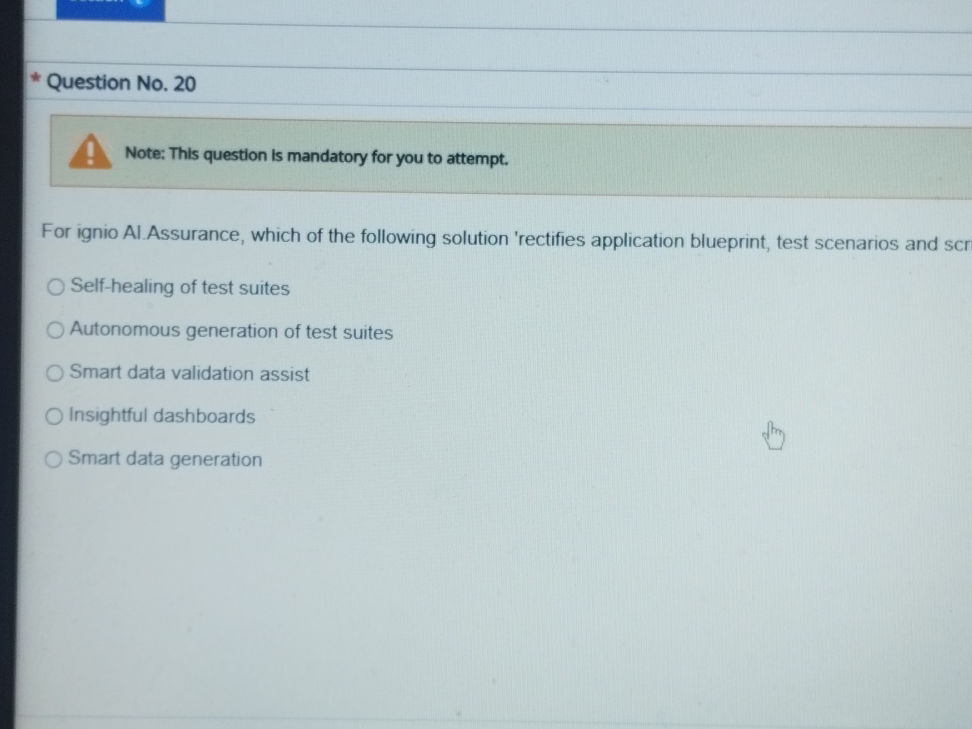 For ignio Al. Assurance, which of the | StudyX