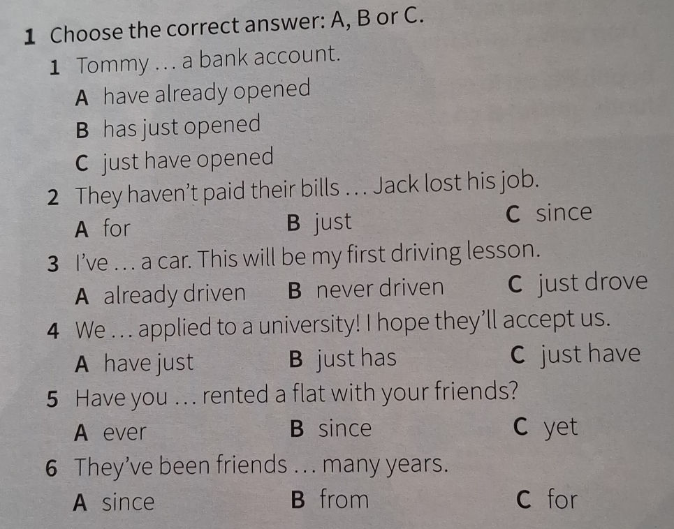 1 Choose the correct answer: A, B or C. 1 | StudyX