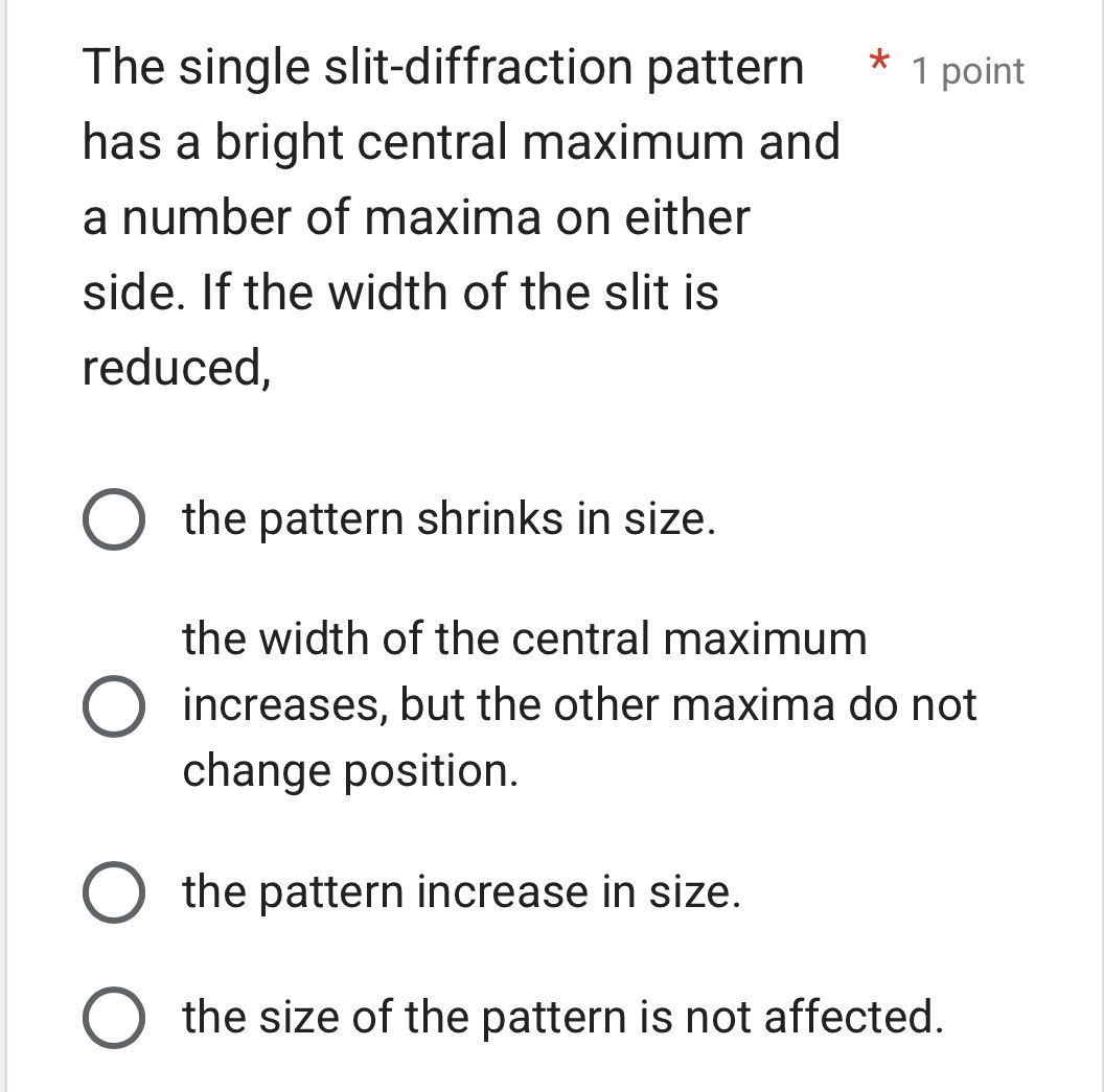 The single slit-diffraction pattern has a | StudyX