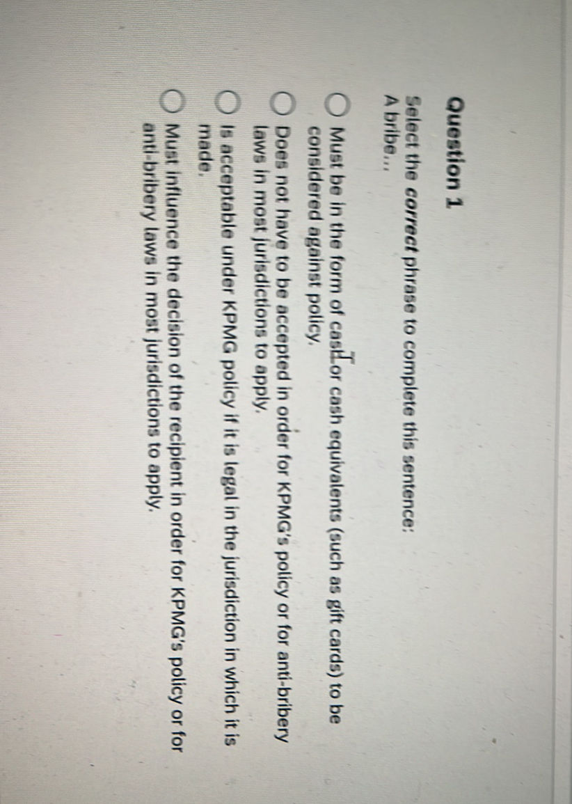 Question 1 Select the correct phrase to | StudyX