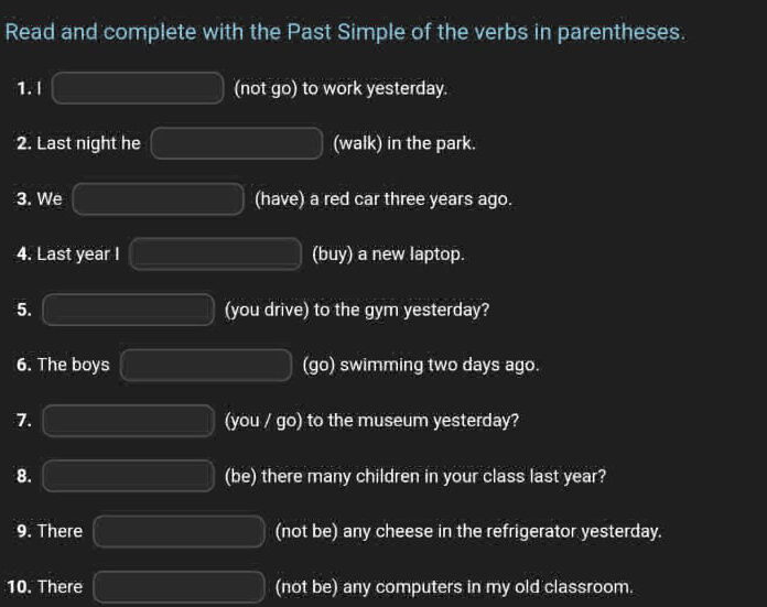 Read and complete with the Past Simple of | StudyX