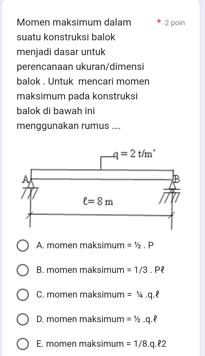 Momen maksimum dalam suatu konstruksi balok | StudyX
