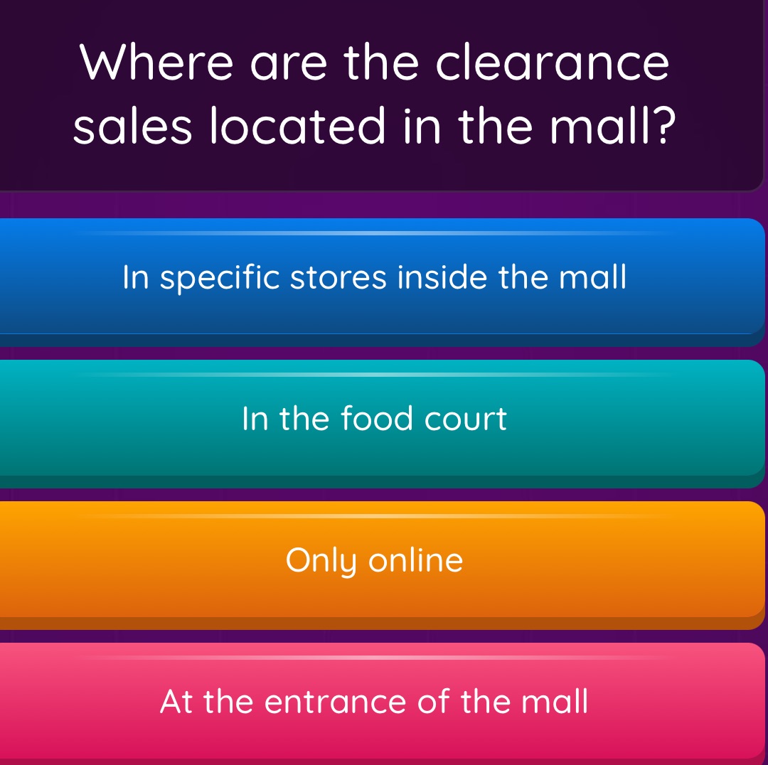 Specific Store Where are the clearance sales located in the | StudyX