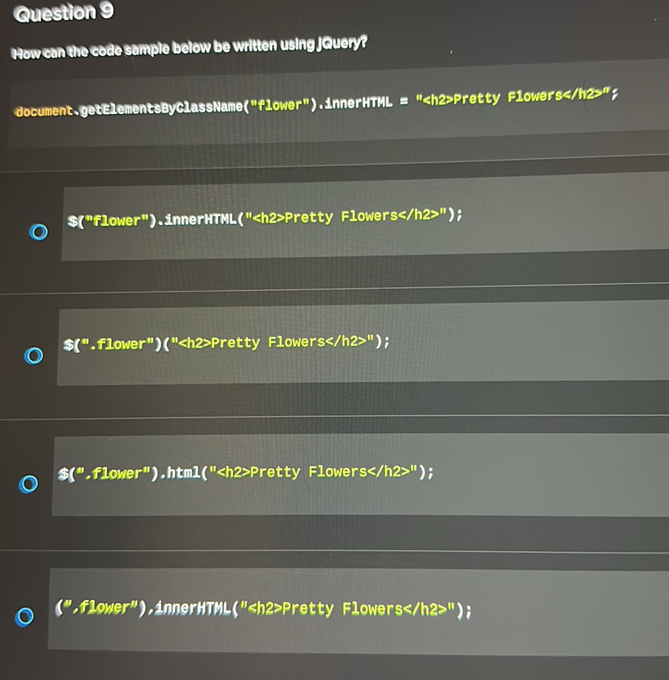 Question 9 How can the code sample below be | StudyX