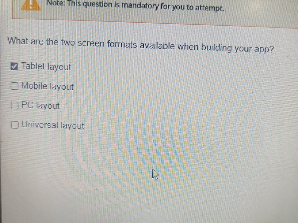 Pc App Formats What are the two screen formats available | StudyX