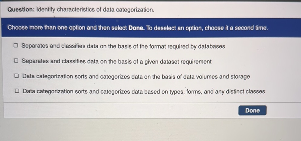 Question: Identify characteristics of data | StudyX