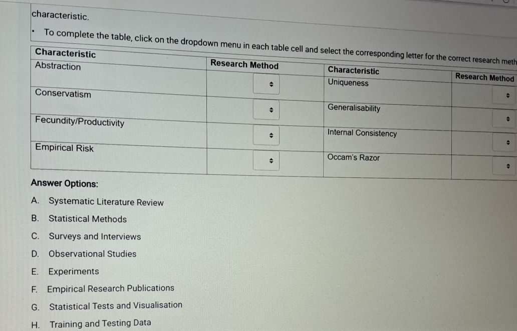 Complete the table by selecting the | StudyX