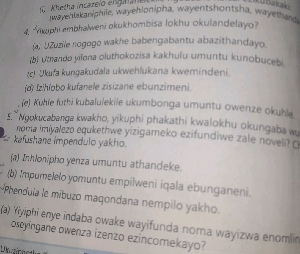 4. Yikuphi embhalweni okukhombisa lokhu | StudyX