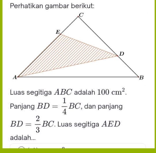 Perhatikan gambar berikut: Luas segitiga | StudyX