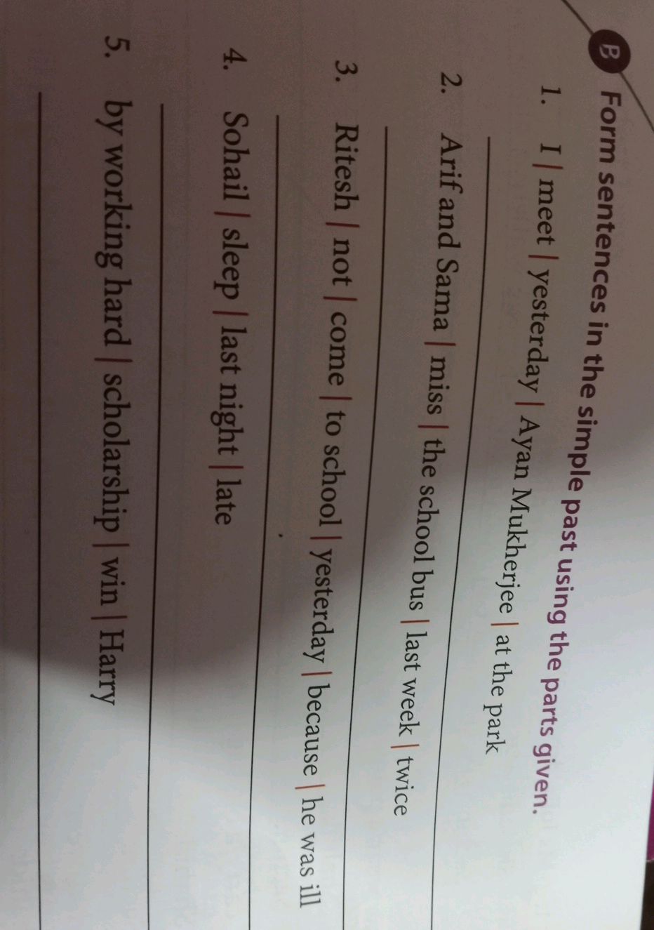 Form sentences in the simple past using the | StudyX