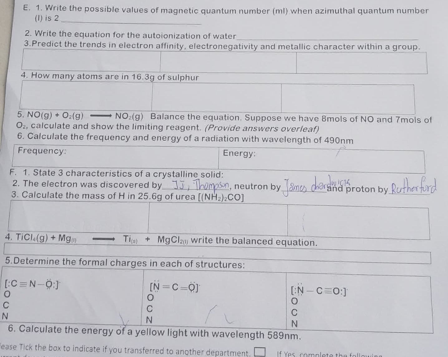 E. 1. Write the possible values of magnetic | StudyX