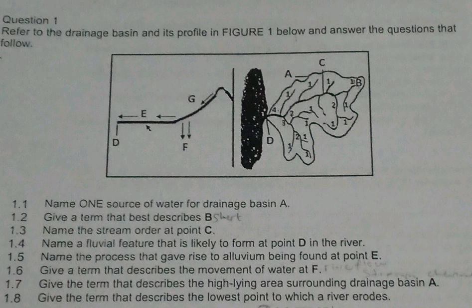 Question 1 Refer to the drainage basin and | StudyX