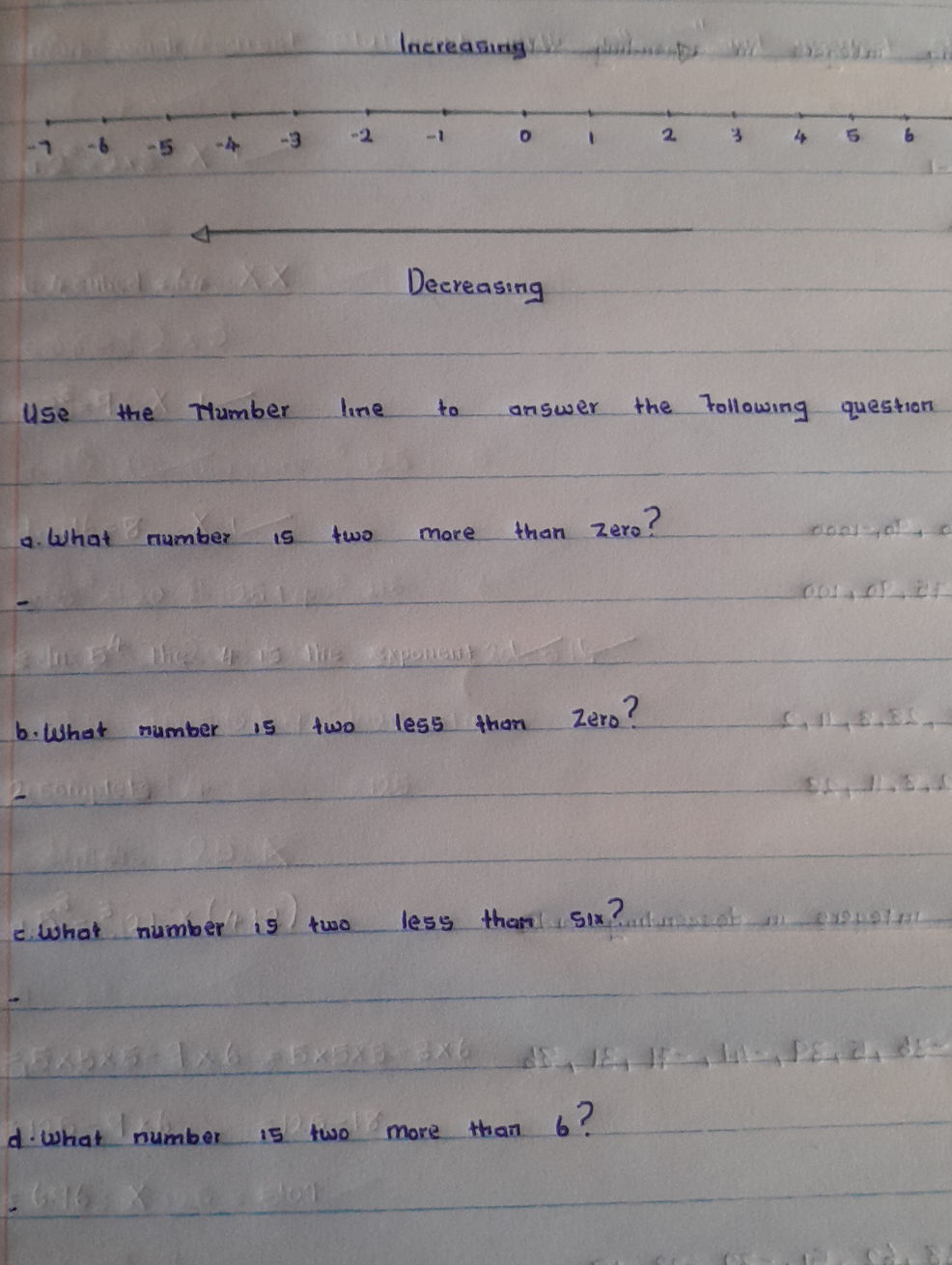 Use the Number line to answer the following
